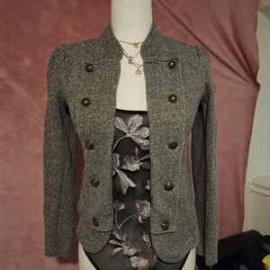 Tommy Hilfiger Women's Marled Military Band Jacket in gray Sz Xs